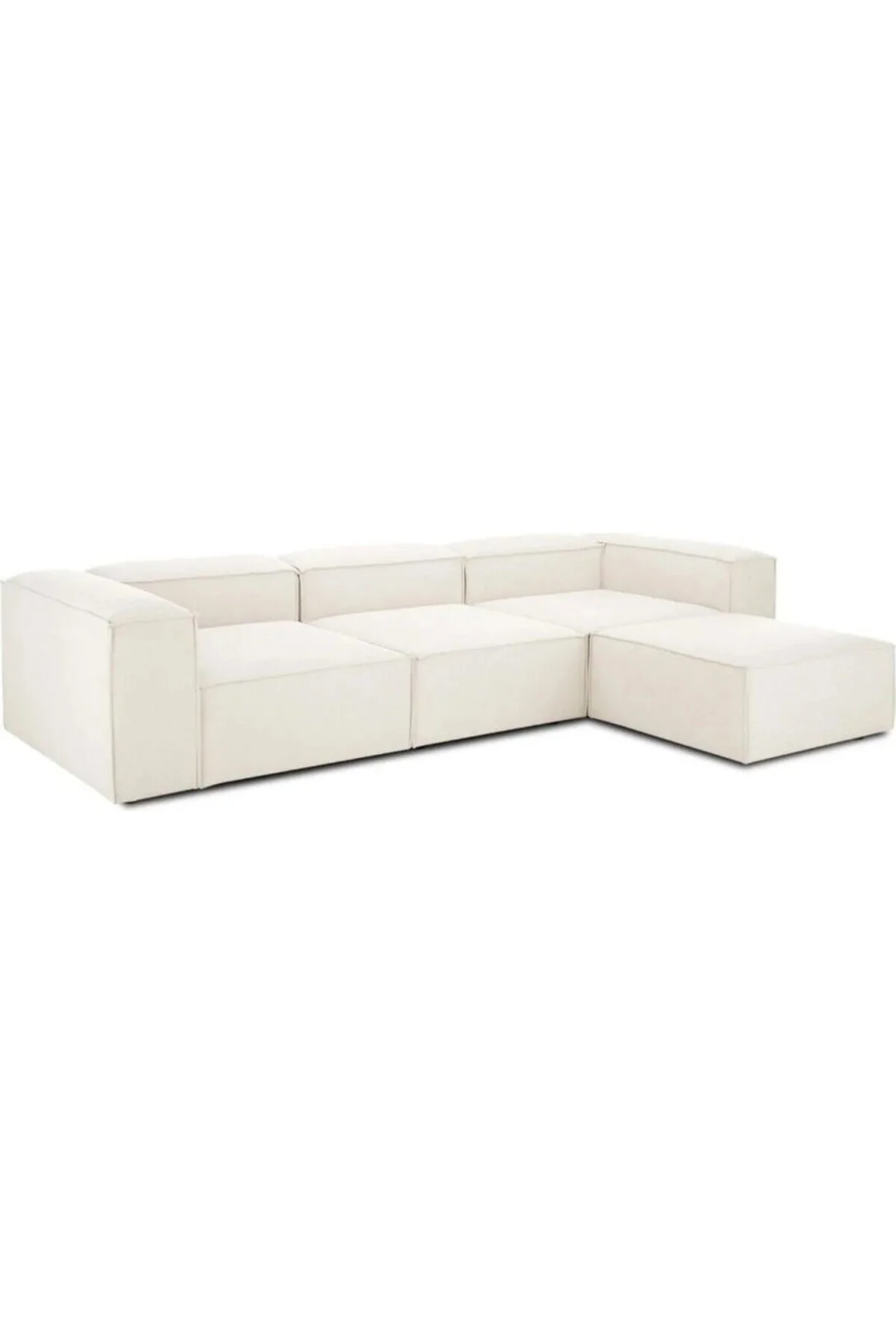 Luna Relax 4 Modül Köşe Koltuk Krem Keten Kumaş
